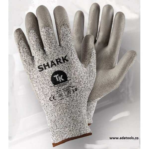 Manusi de protectie TK Shark, anti cut din poliuretan, manseta elastica